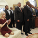Oval office etiquette. (AP Photo/Pablo Martinez Monsivais)